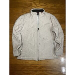 Wool Rich Woman's Beige Full-Zip Fleece Jacket Size Medium